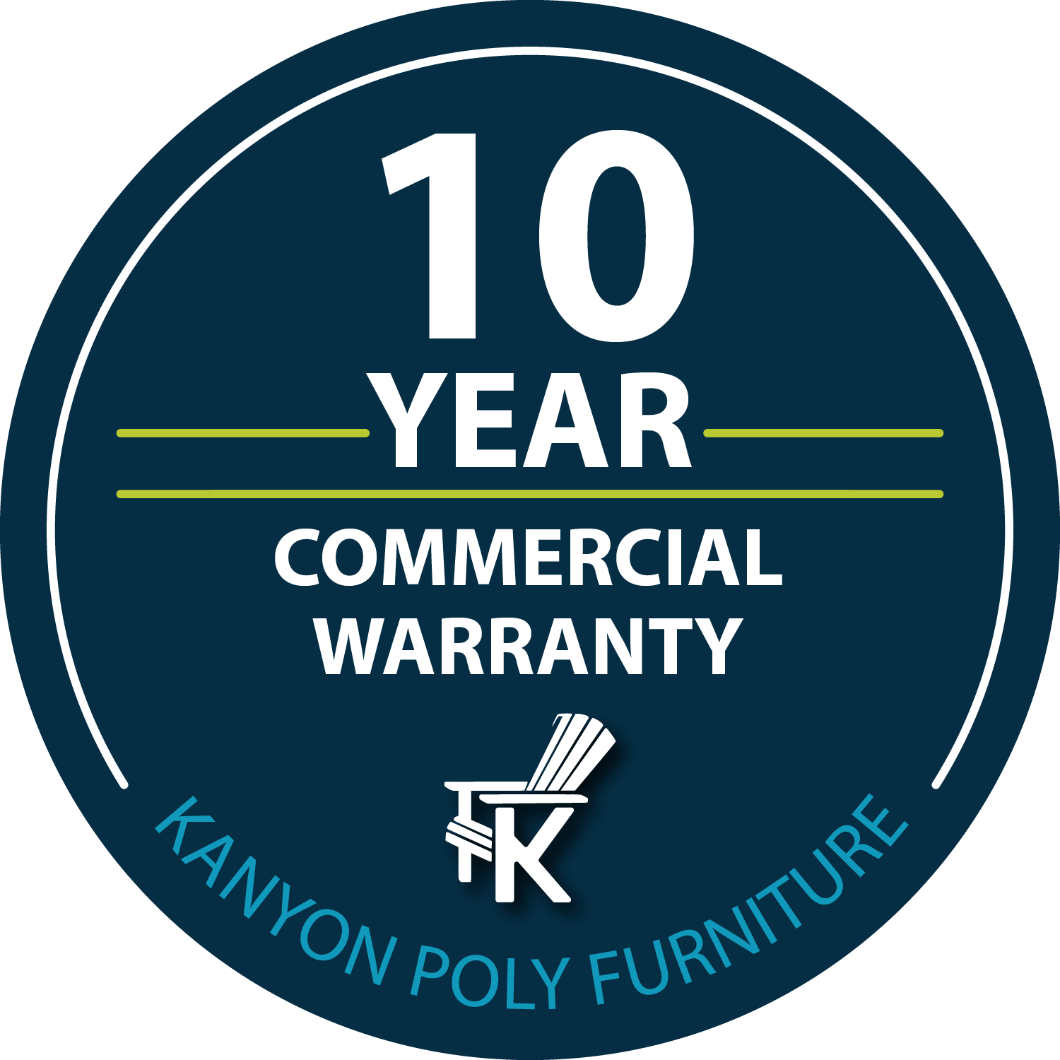Square Table (42" Counter Height) 10-year commercial warranty badge