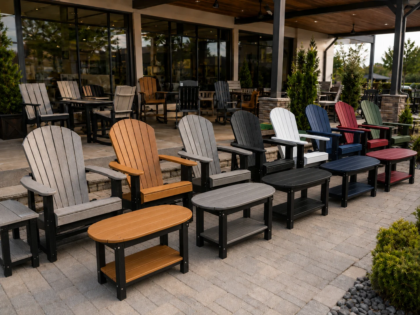 Poly patio furniture display from Kanyon Poly Furniture