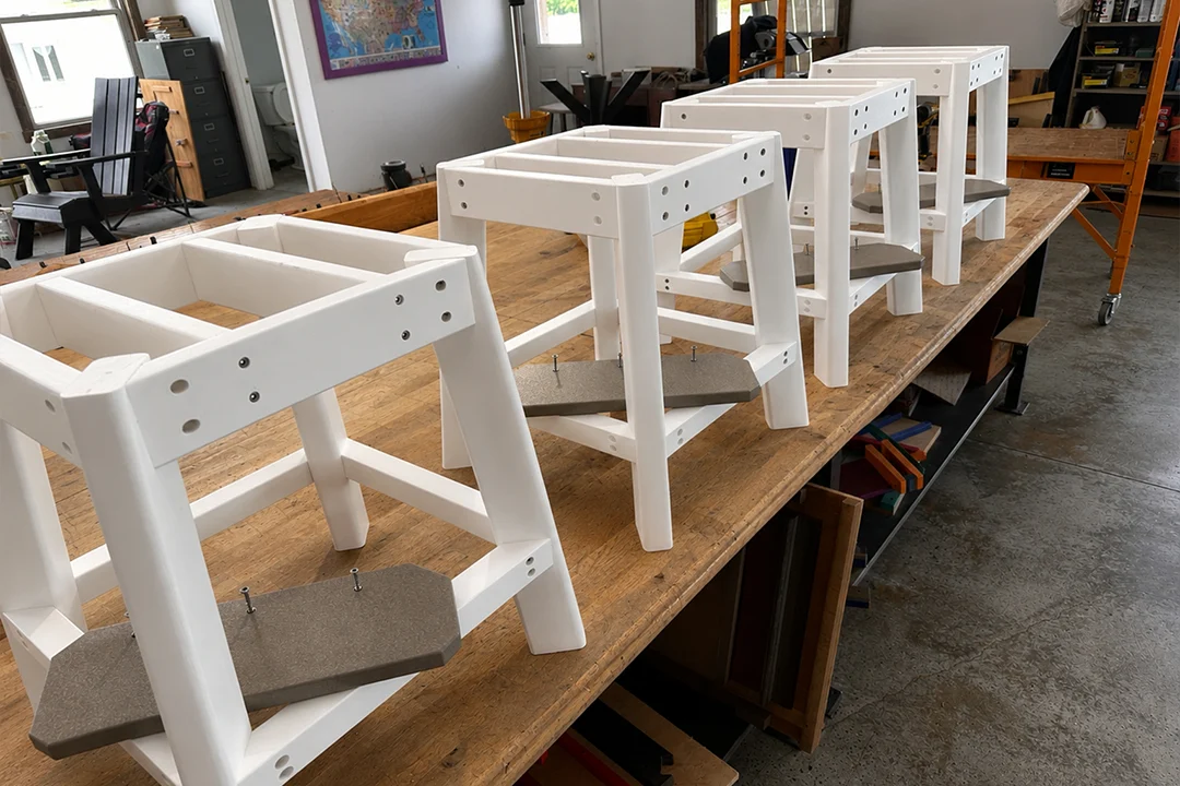 Kanyon Poly Furniture assembly process inside the Amish workshop