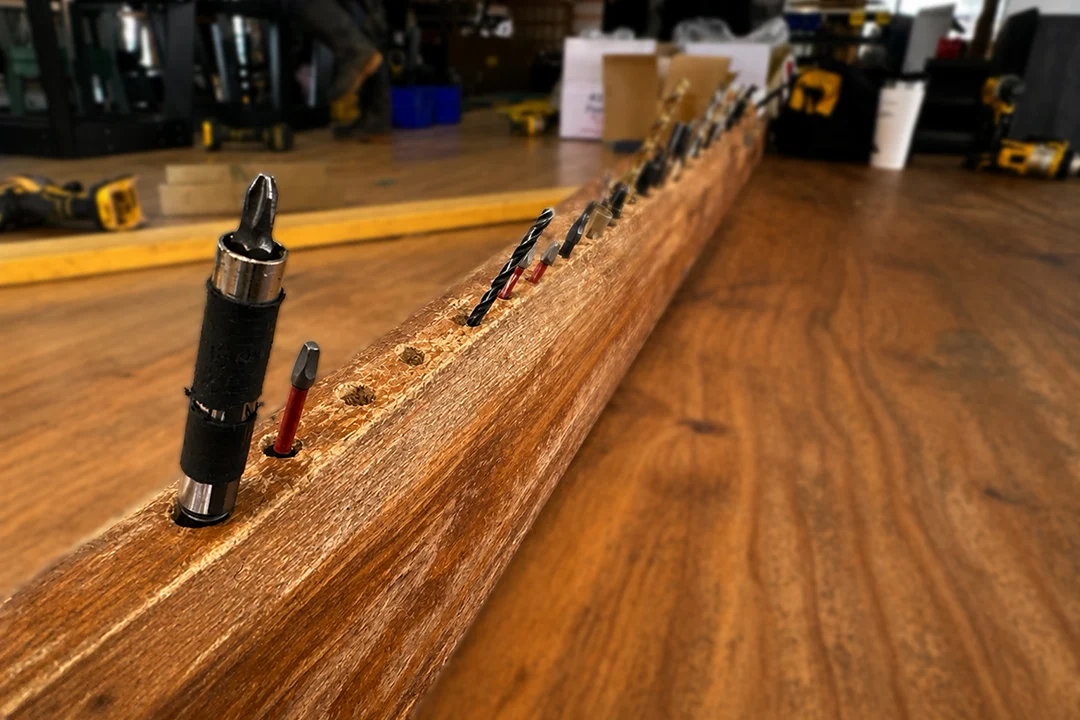Workshop bits and tools used in Amish crafted furniture production