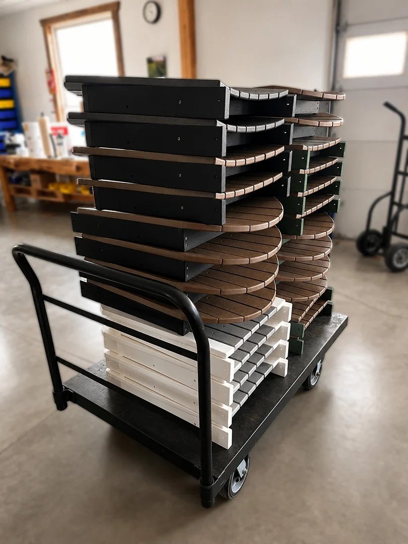 Stacked poly material used for Kanyon Poly Furniture