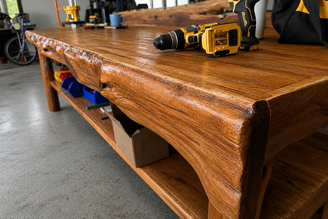 Amish workshop bench used to build Kanyon Poly Furniture