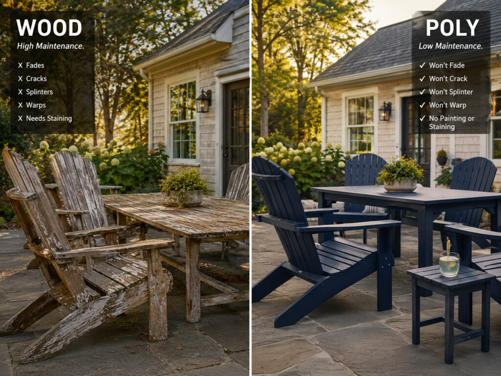 Poly Furniture vs Wood Outdoor Furniture